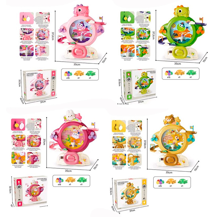 Гра «Злови кульку» 30х32х10 см музична з треком, кермом, машинки, кульками та електронним табло, на батарейках, в асортименті, у коробці 37х32,5х10,5 см