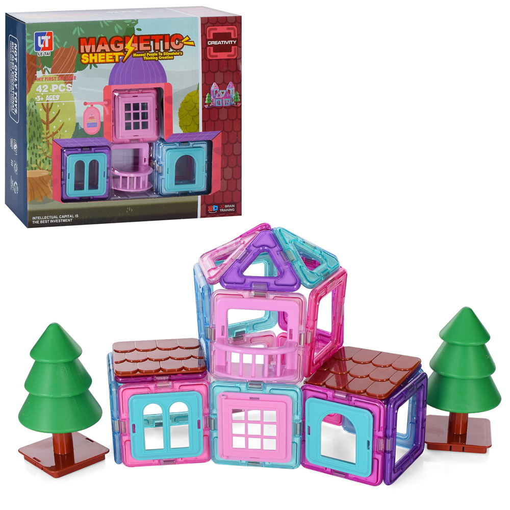 Конструктор «Будиночок» магнітний на 42 деталі, у коробці 28х24х7,5 см.