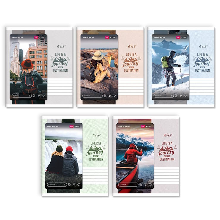 Зошит на 48 аркушів у клітинку «Життя це подорож», №3537, ТМ Gold Brisk