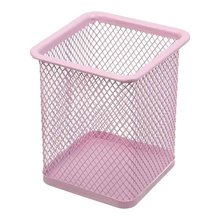 Підставка для ручок «PASTEL» квадратна металева, рожева, ТМ Buromax