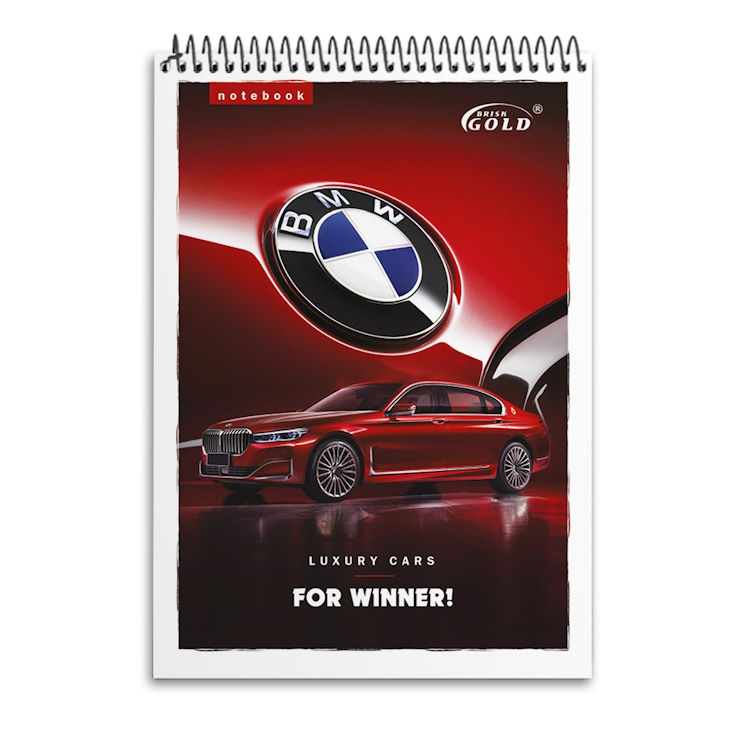 Блокнот А6 на 48 аркушів у клітинку на спіралі зверху з картоною обкладинкою, №6771, ТМ Gold Brisk