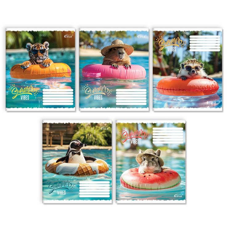 Зошит на 12 аркушів у клітинку «Літо», №3504, ТМ Gold Brisk