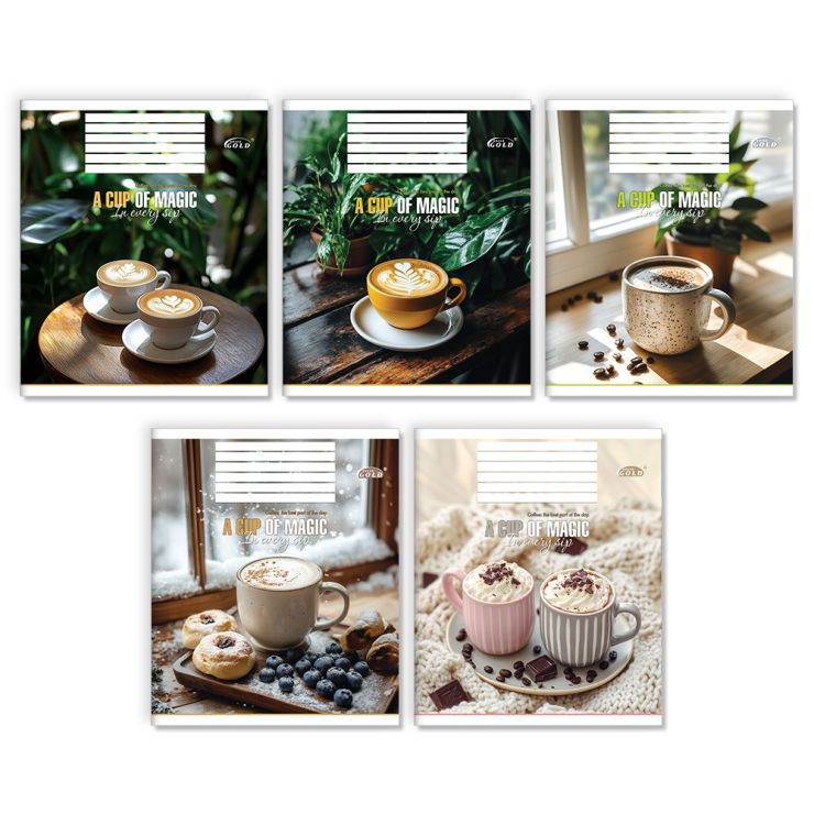 Зошит на 60 аркушів у клітинку «Чашка магії», №3539, ТМ Gold Brisk