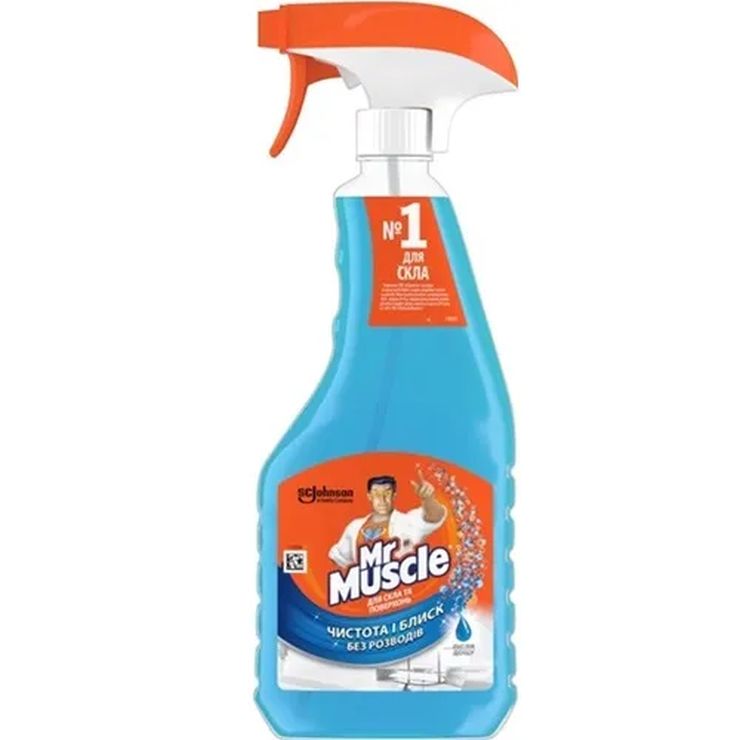 Засіб для чищення скла «Містер Мускул» з розпилювачем 500 мл, синій
