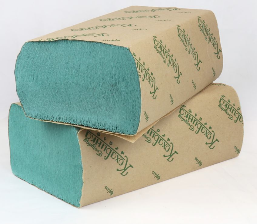 Рушники паперові з Z-подібним складанням на 200 аркушів 23х22 см, зелені, Кохавинка