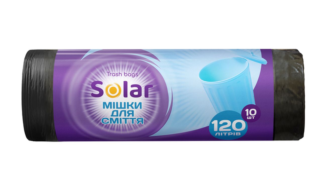 Пакети для сміття 10 шт на 120 л, ТМ SOLAR