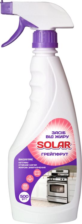 Засіб для розчинення жиру та нагару «Грейпфрут» з розпилювачем 500 мл, ТМ Solar