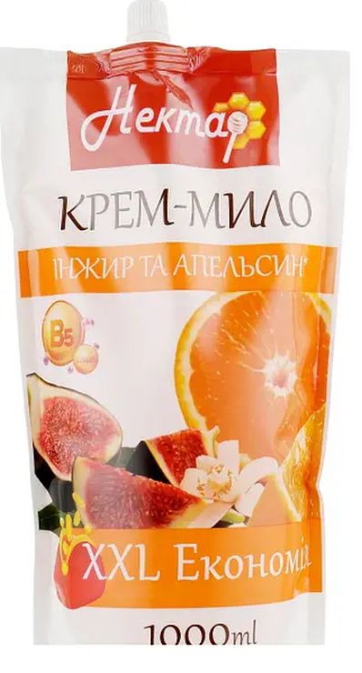 Крем-мило «Інжир та апельсин» дойпак 1000 мл, ТМ Нектар