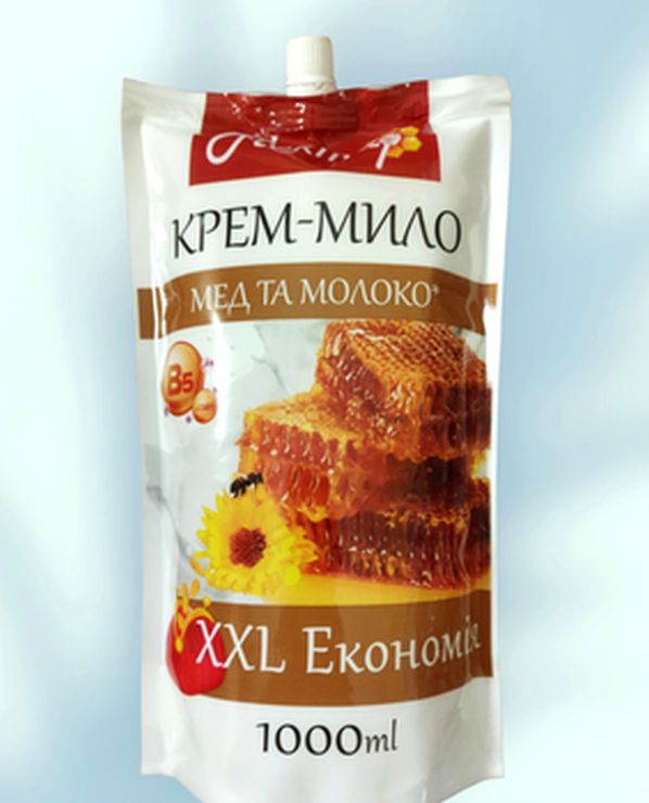 Крем-мило «Мед та молоко» дойпак 1000 мл, ТМ Нектар