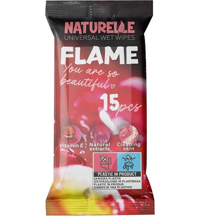 Серветки вологі «Naturelle Flame» універсальні по 15 шт в упаковці
