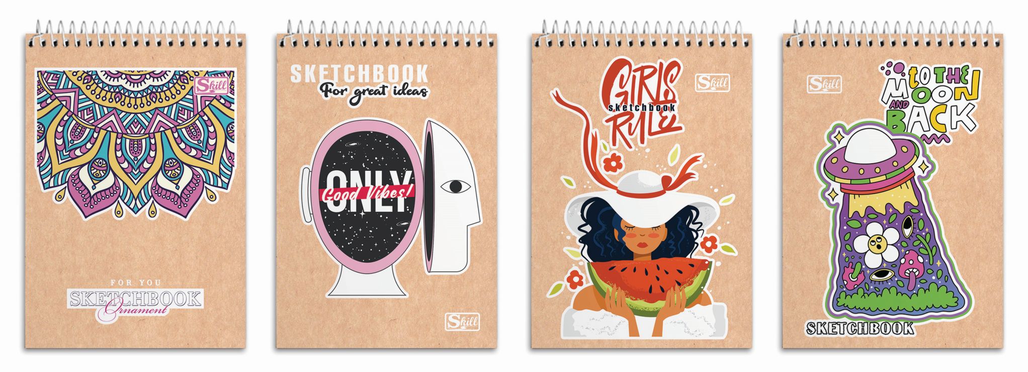 Блокнот А6 «SKILL» на 80 аркушів у клітинку на спіралі зверху, №6778, в асортименті, ТМ Brisk