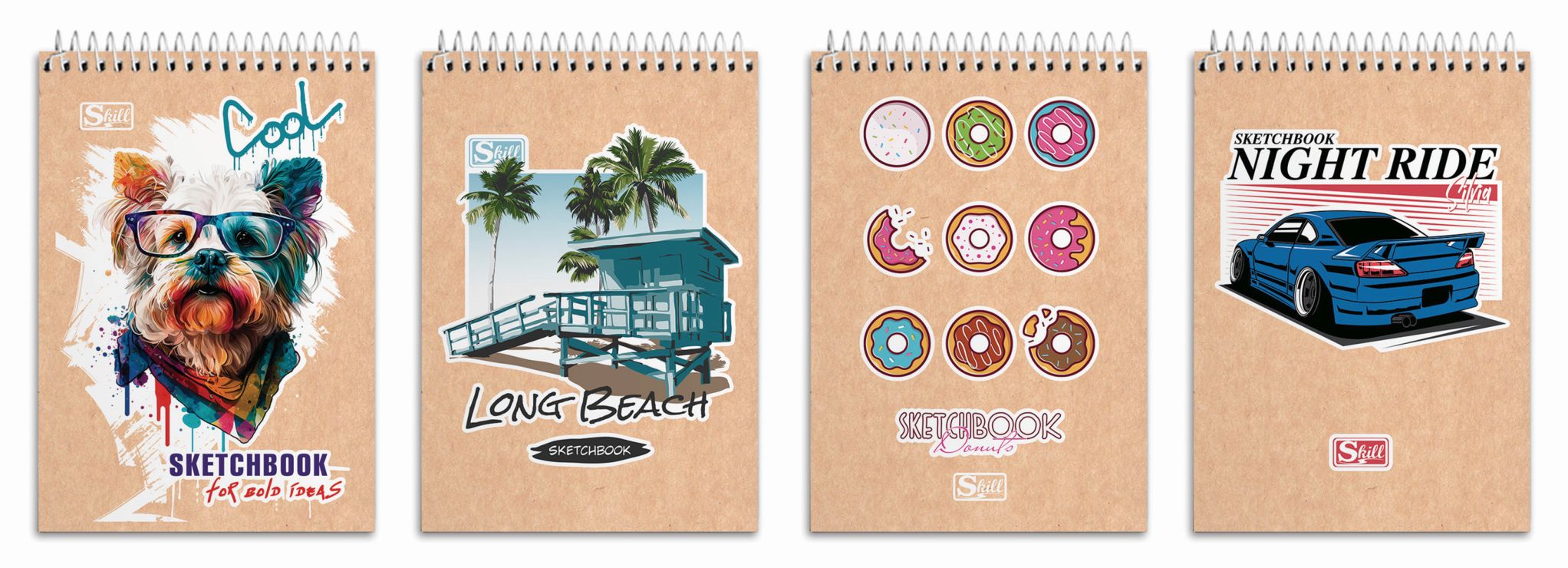 Блокнот А6 «SKILL» на 80 аркушів у клітинку на спіралі зверху, №6779, в асортименті, ТМ Brisk