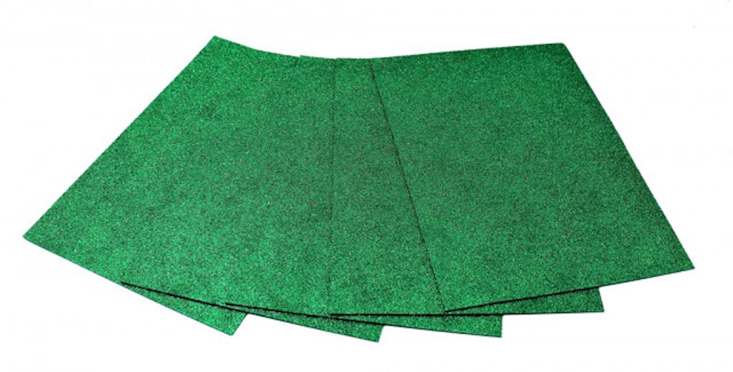 Фоміран А4 товщиною 2 мм 5 аркушів з глітером, зелений, ТМ Мандарин