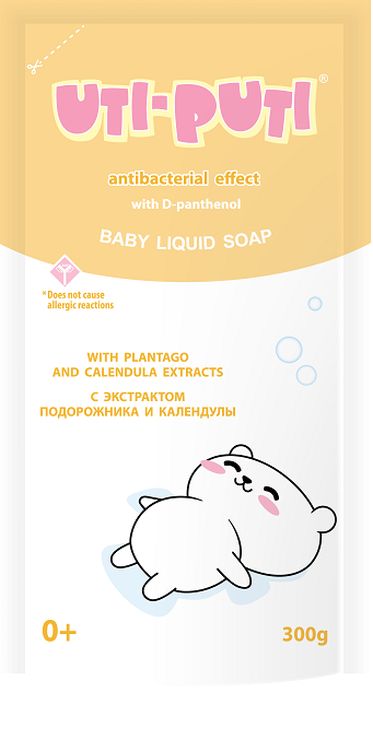 Мило рідке «З екстрактом подорожника та календули» дитяче, дойпак 300 мл,ТМ Уті-Путі