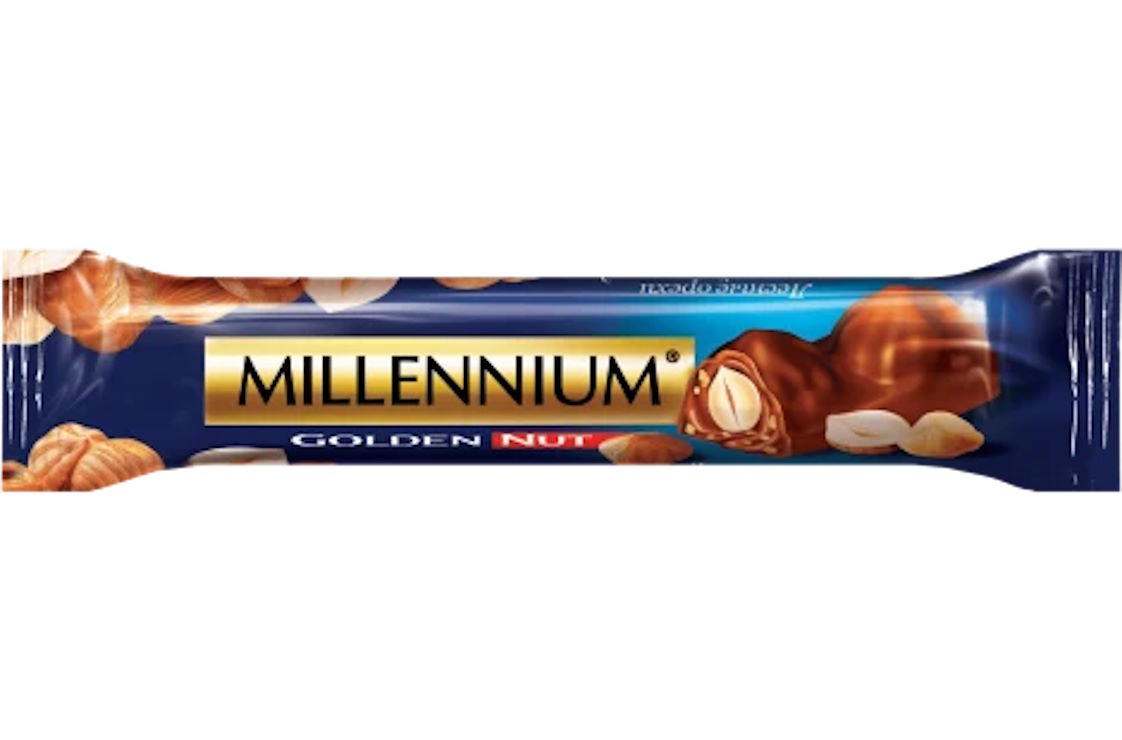 Шоколад «Міленіум Золотий Горіх» молочний з цілим горіхом 40 г, ТМ Міленіум