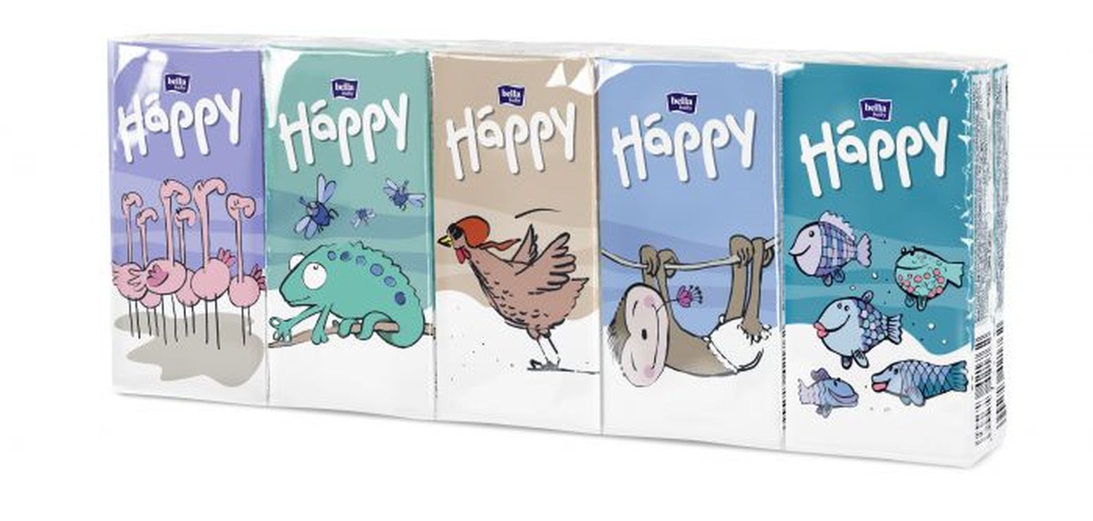 Хустинки «BABY HAPPY» 3-шарові 9 шт в упаковці, ТМ BELLA