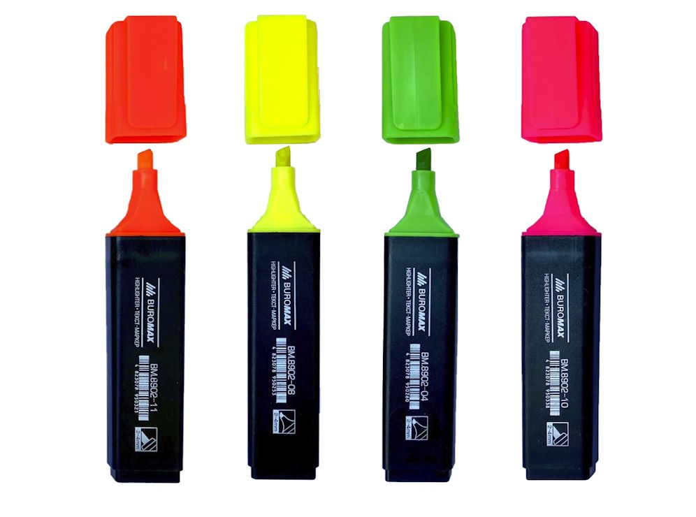 Набір маркерів текстових 1-5 мм з 4-х кольорів, JOBMAX