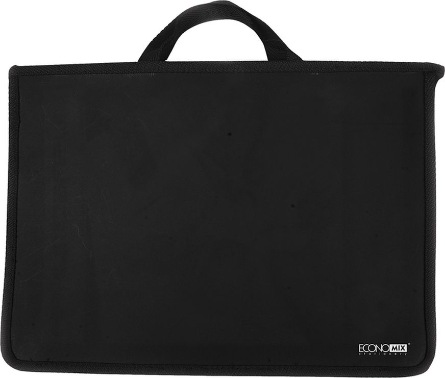 Портфель пластиковий А4 на блискавці на 2 відділення, чорний, ТМ Economix