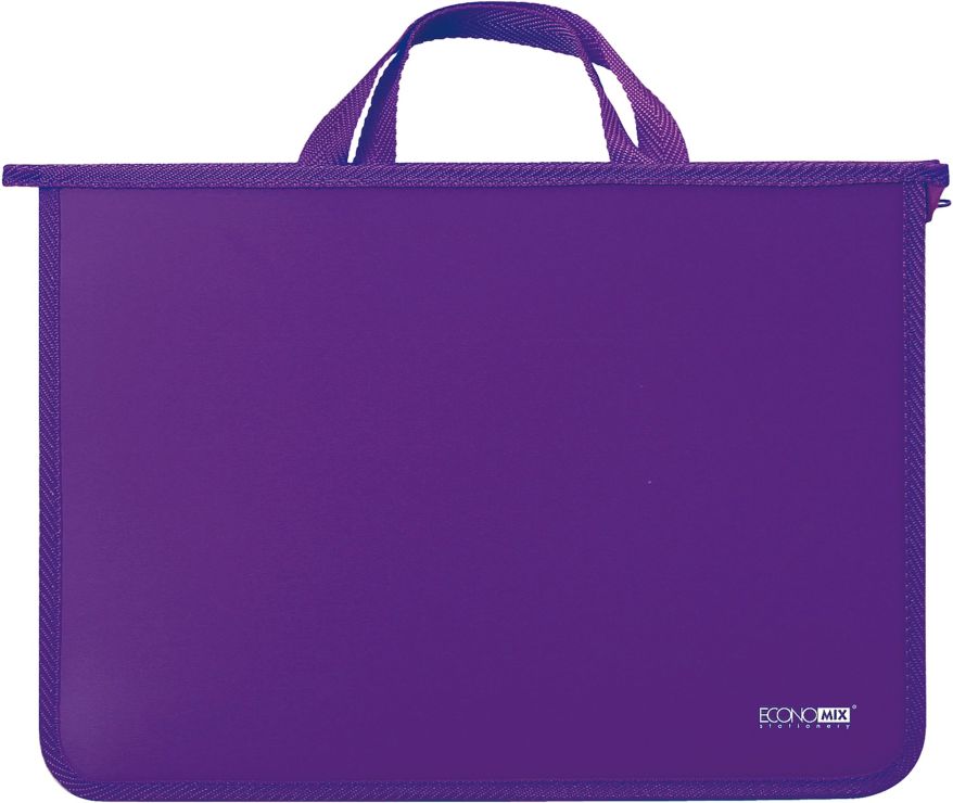 Портфель пластиковий А4 на блискавці на 2 відділення, бузковий, ТМ Economix