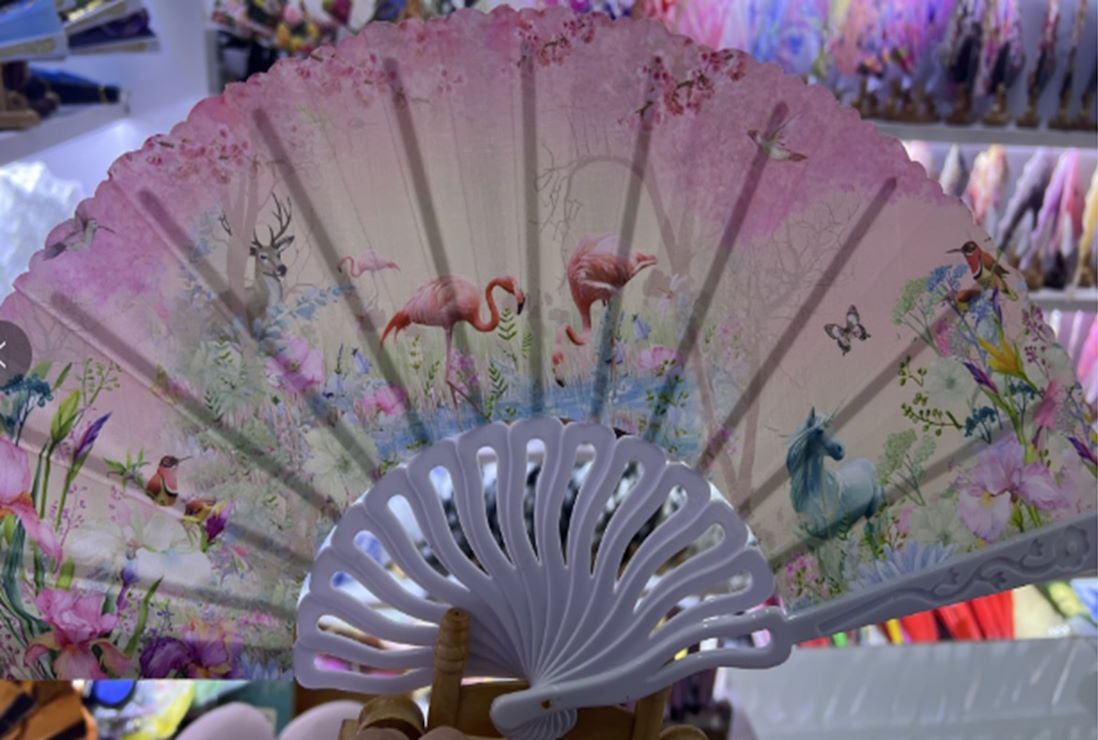 Віяло «Фламінго» 23 см, в асортименті, у пакеті