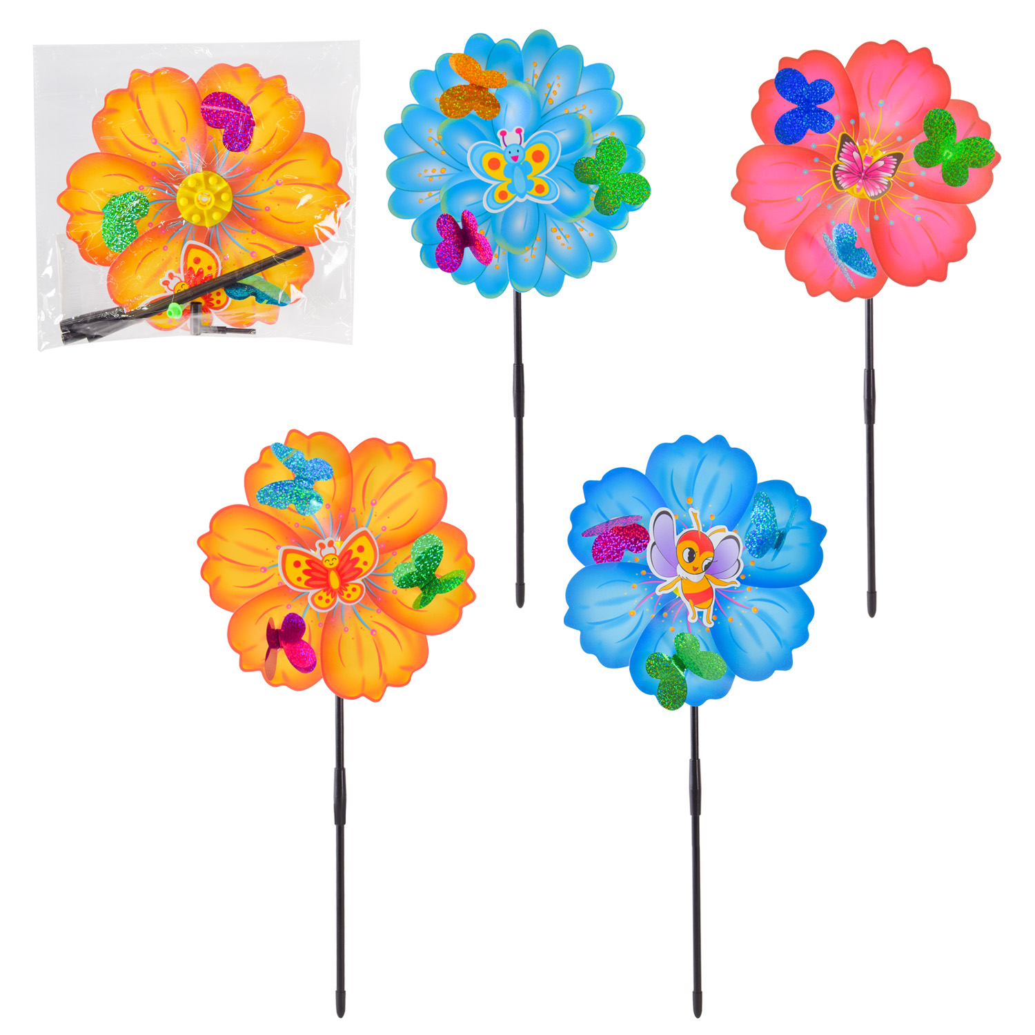 Вітрячок «Квіточка» 22 см, в асортименті, у пакеті