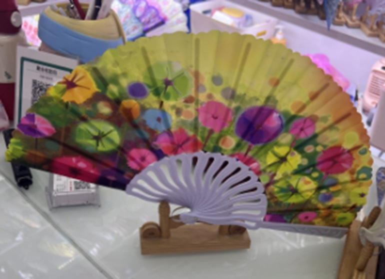 Віяло «Квіти» 23 см, в асортименті, у пакеті