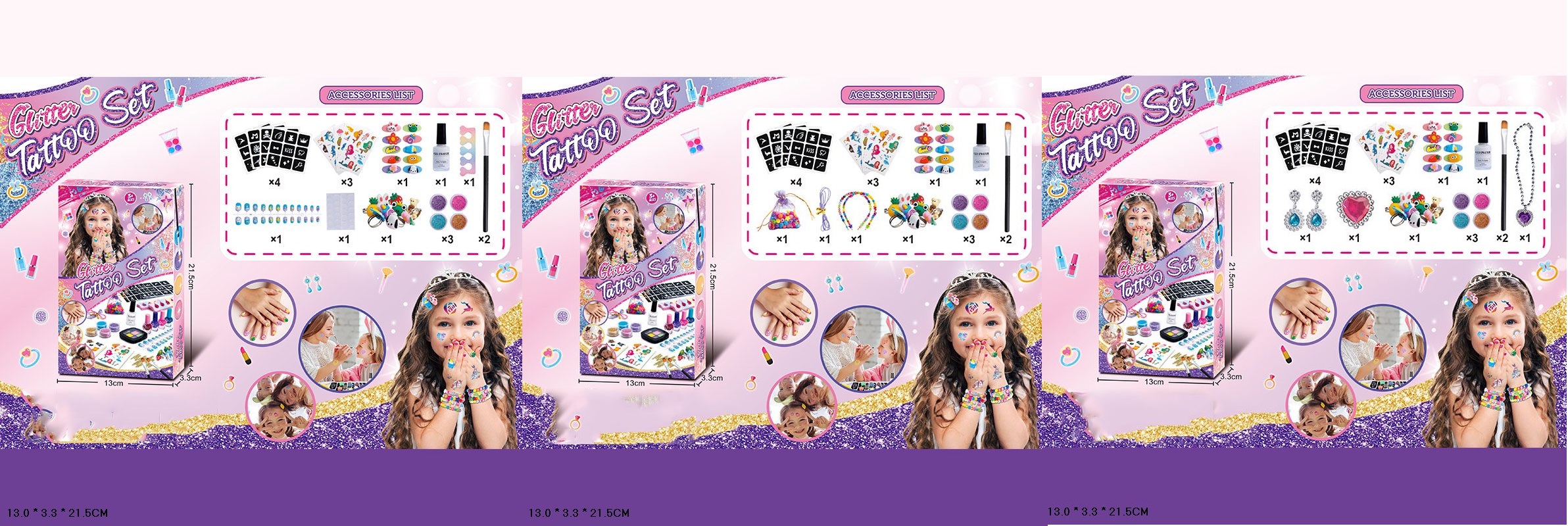 Дитяча косметика: тату та аксесуари, в асортименті, у коробці 13х3х21 см