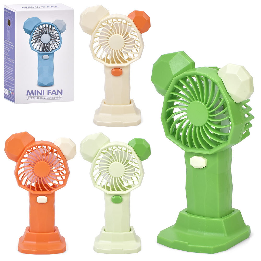 Вентилятор 14 см 2 в 1, на батарейці, в асортименті, у коробці 9х14х4,5 см