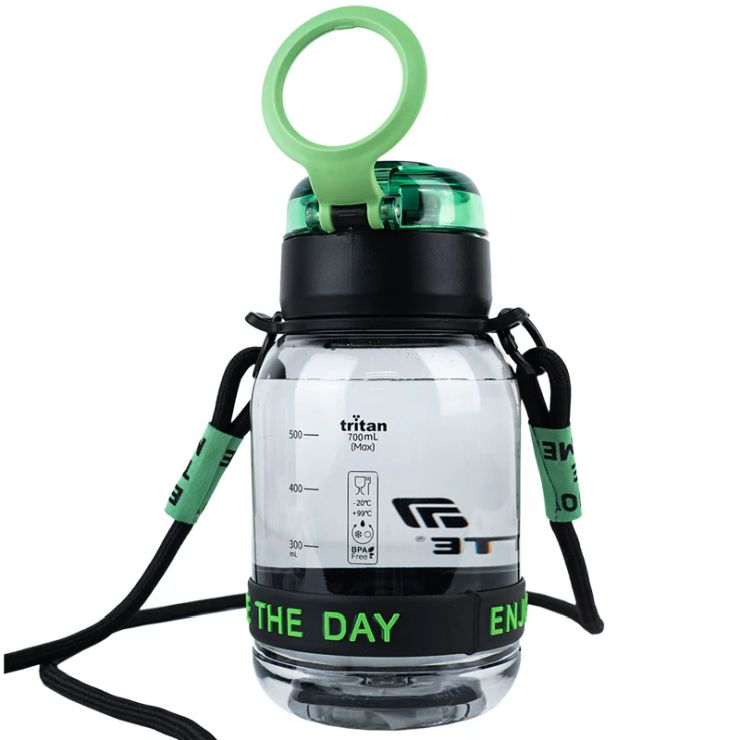 Пляшечка для води 700 мл чорно-зелена, ТМ Kite