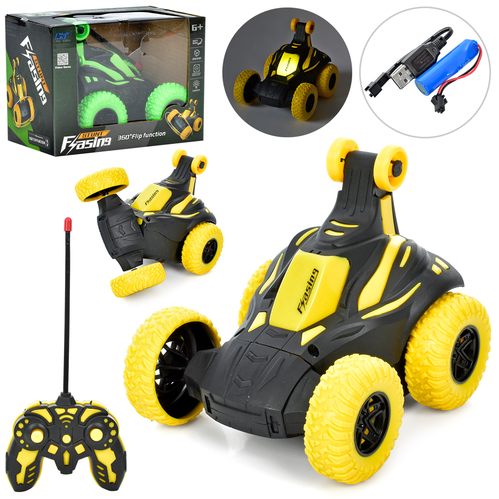 Машинка 12 см р/к на акумуляторі трюкова зі світлом та USB, у коробці 15,5х11,5х11 см