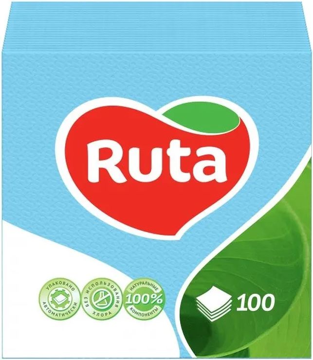 Серветки «Ruta» блакитні 24х24 см 100 аркушів в упаковці, ТМ Ruta