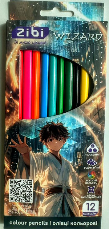 Олівці кольорові «ANIME» на 12 кольорів тригранні , KIDS LINE