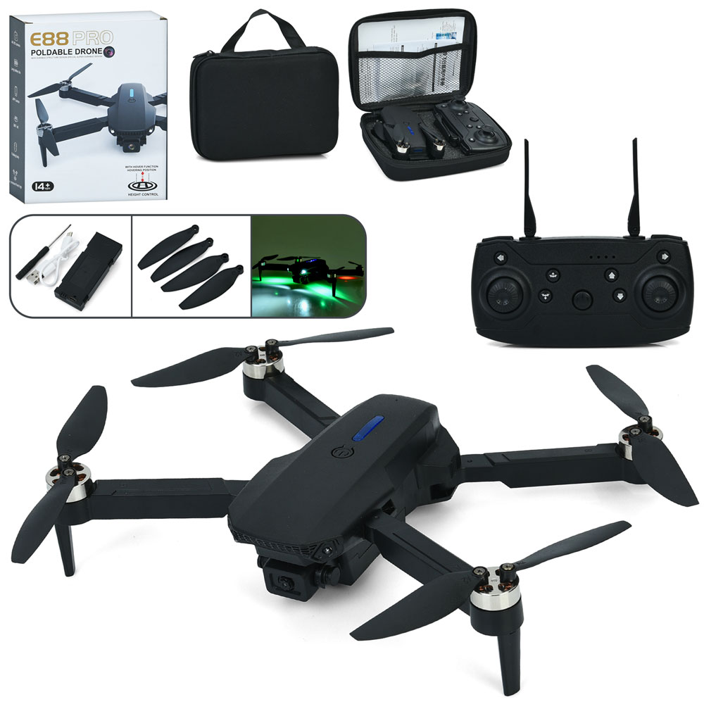 Квадрокоптер 35 см р/к 2,4G на акумуляторі з камерою, світлом, USB, запасними лопастями, у коробці 17,5х22х6,5 см.