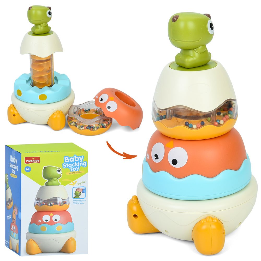 Пірамідка 22 см на 4 елементи з брязкальцем, у коробці 15х24х13,5 см.