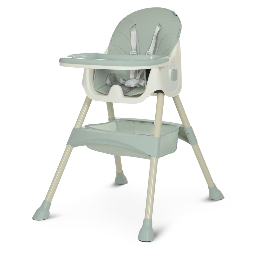 Стільчик для годування 95х76х61 см складаний з 5-ти точковим ременем, сидіння з екошкіри, оливковий, у коробці