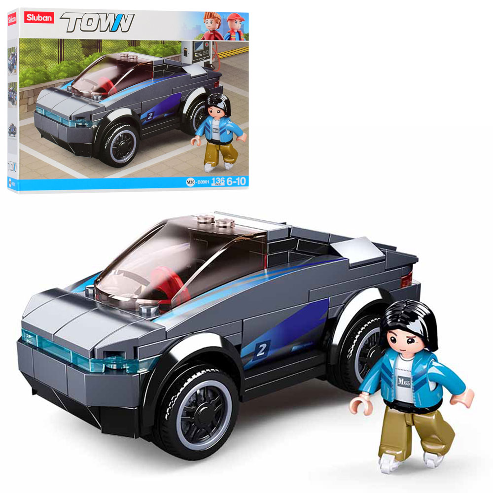 Конструктор «Машина» на 136 деталей з фігуркою, у коробці 24х19х4,5 см, SLUBAN