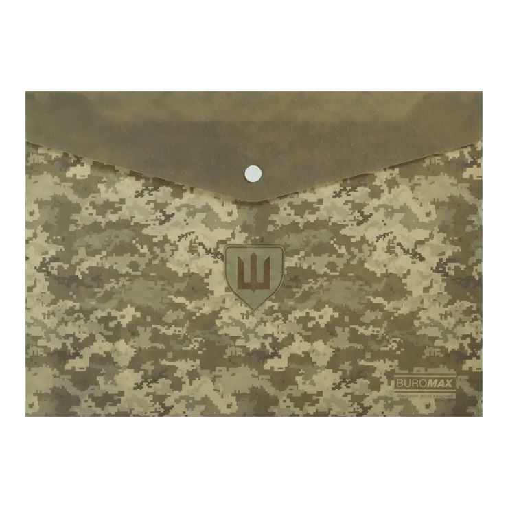 Папка-конверт «MILITARY» А4 на кнопці, зелена, TM Buromax