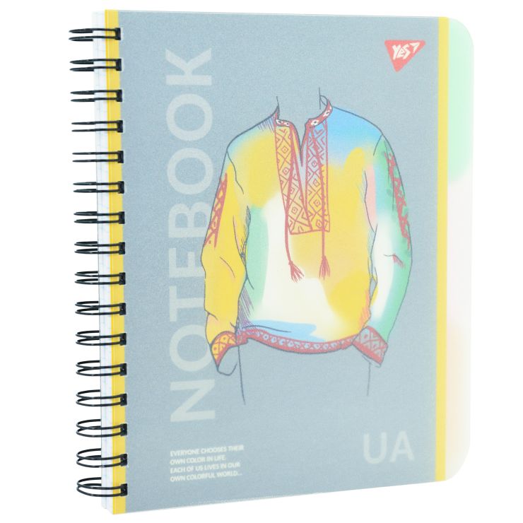 Зошит з роздільниками А5 на 144 аркуші у клітинку на спіралі збоку з пластиковою обкладинкою, ТМ YES