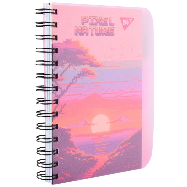 Зошит з роздільниками «Pixel nature» В6 на 144 аркуші у клітинку на спіралі збоку з пластиковою обкладинкою, ТМ YES