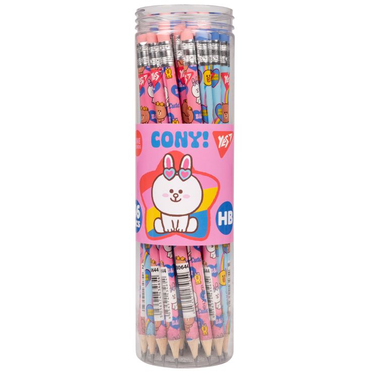 Олівець графітний «Line Friends. Heroes» з гумкою, в асортименті, 36 шт у тубі, ТМ Yes