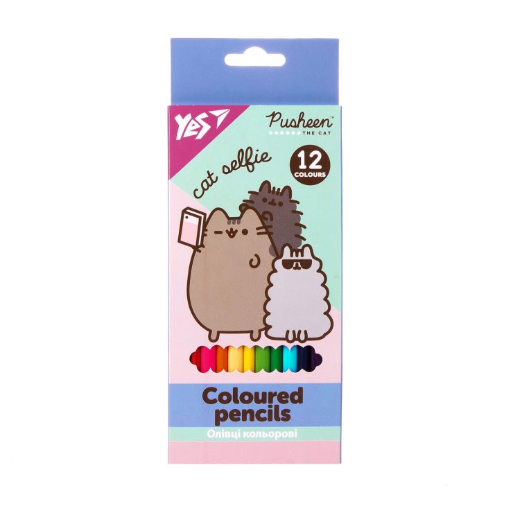 Олівці кольорові «Pusheen» тригранні на 12 кольорів, ТМ Yes