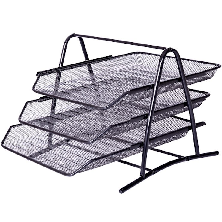 Лоток «Сітка» горизонтальний металевий на 3 відділення чорний