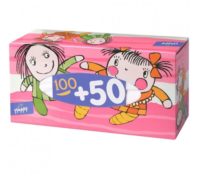 Серветки косметичні «Baby Happy» універсальні двошарові, 150 шт в упаковці, Bella