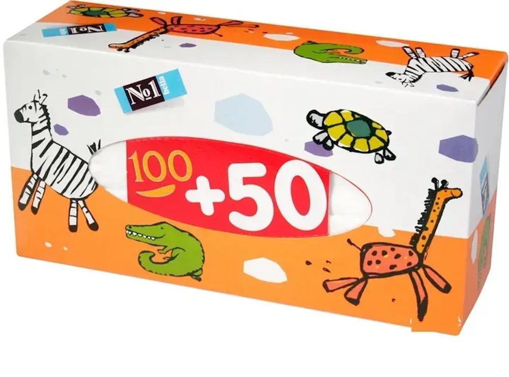 Серветки косметичні «№1» універсальні двошарові, 150 шт в упаковці, Bella