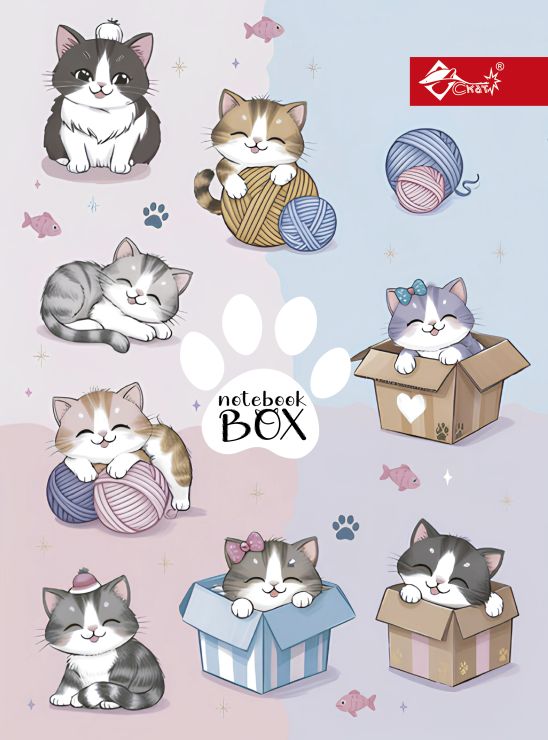 Папка для зошитів «Каваї котики» В5 картонна на гумці, ТМ Скат