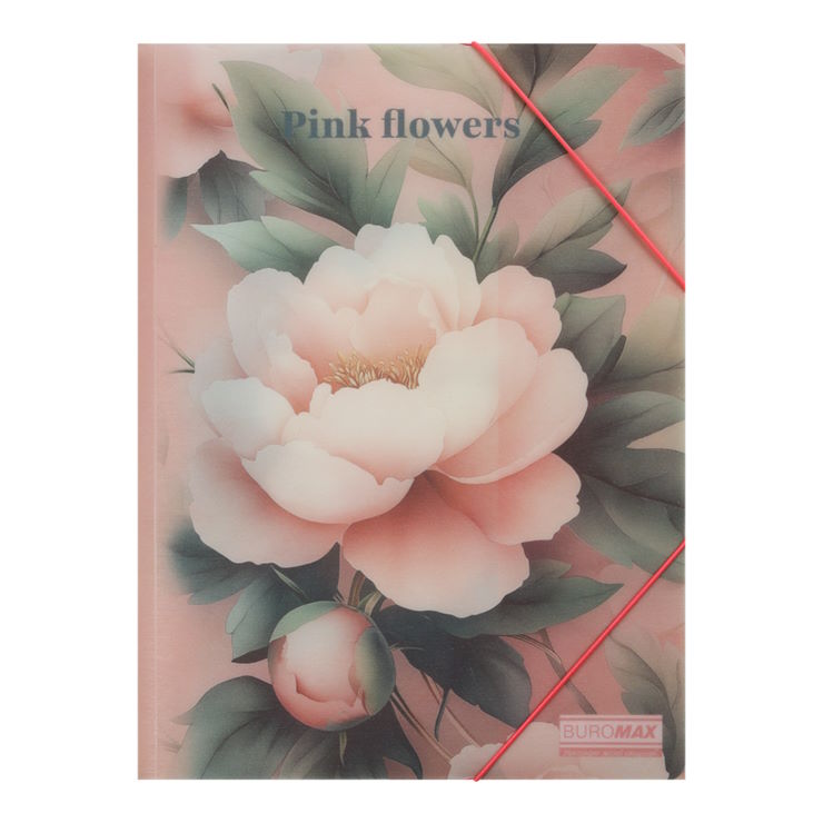 Папка пластикова «ARABESKI» А4 на гумках з напівпрозорого пластику, рожева, TM Buromax