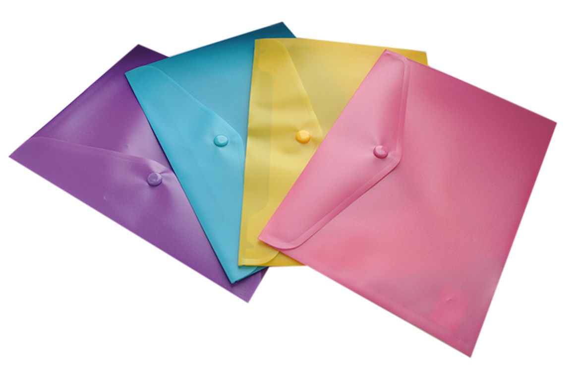Папка-конверт А5 на кнопці глянцева, в асортименті, TM Buromax