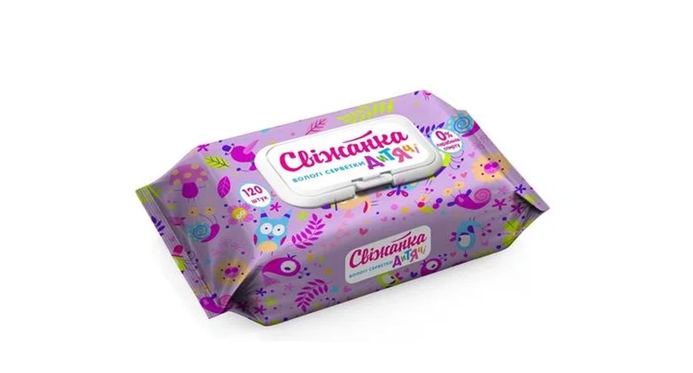 Серветки вологі для дітей, 120 шт в упаовці з клапаном, Свіжанка