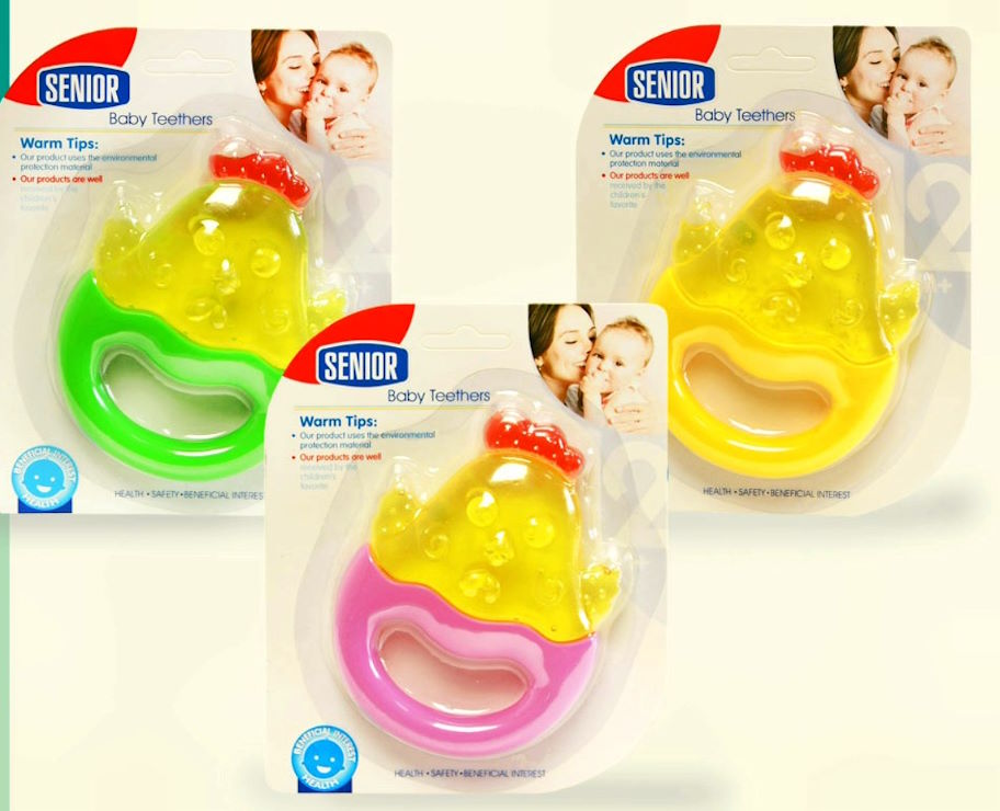 Брязкальце-прорізувач силіконове з рідким наповнювачем, на планшетці 17х13х3 см