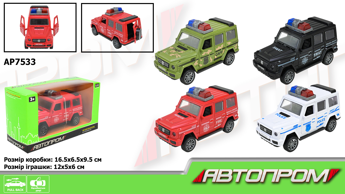 Машина 12 см з дверима, що відчиняються, в асортименті, у коробці 16,5х9,5х6,5 см, АВТОПРОМ